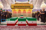 تشييع پيكر شهيد از خاندان رهبر در كربلا